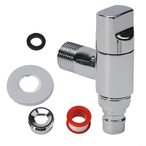 Messing-Waschmaschinen-Wasserhahn, Winkelventil, Schnellöffnung, Wasserstopp, effizienter Messinghahn für Waschmaschinen, schnelles Öffnen und einfache Bedienung (Silber) von Besshepplo