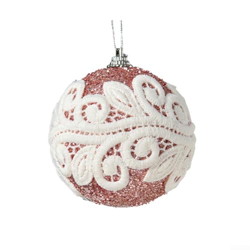 Schicke Weihnachtskugel-Dekoration, 8 cm, Spitze bestickt, Ornament für Ihr Zuhause, Rosa von Besshepplo