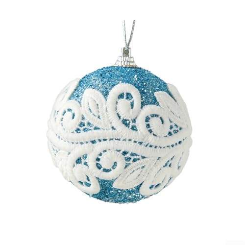 Schicke Weihnachtskugel-Dekoration, 8 cm, Spitze bestickt, Ornament für Ihr Zuhause (blau) von Besshepplo