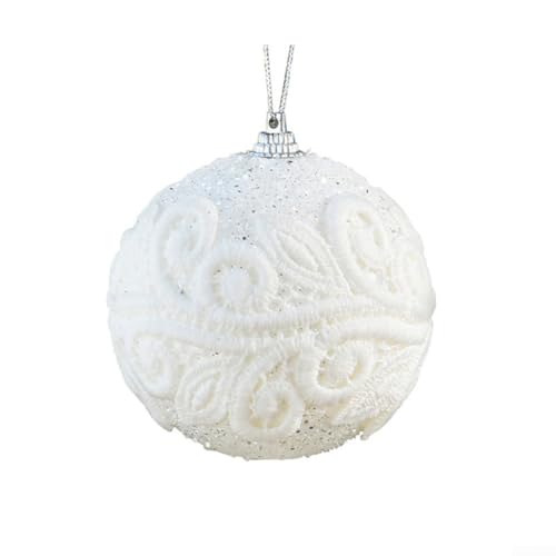 Schicke Weihnachtskugel-Dekoration, 8 cm, Spitze bestickt, Ornament für Ihr Zuhause (weiß) von Besshepplo