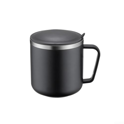 Stilvoller Outdoor-Trinkbecher aus 304 Edelstahl, ideal für heiße und kalte Getränke mit komfortablem Griff (elegantes Schwarz) von Besshepplo