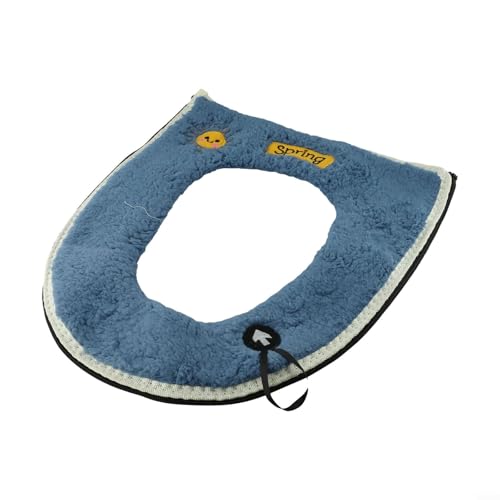 Waschbarer Plüsch-WC-Sitzbezug mit rutschfestem Design für sicheren Sitz (blau) von Besshepplo