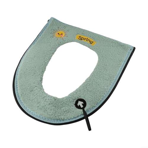 Waschbarer Toilettensitzbezug aus Plüsch mit rutschfestem Design für sicheren Sitz (grün) von Besshepplo