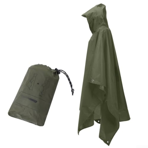 Wasserdichter Regenmantel für Erwachsene, mit Kapuze, 3-in-1-Regenmantel, leichtes Design für Camping, Wandern, Angeln und den Einsatz im Freien (grün) von Besshepplo