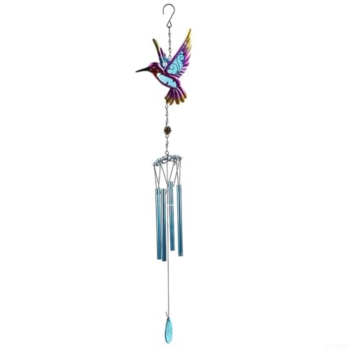 Windspiel in Kolibri-Form aus Metall mit Glocke, Garten und für Zuhause, Hängeornament für den Außen- und Innenbereich, inklusive S-Haken (C) von Besshepplo