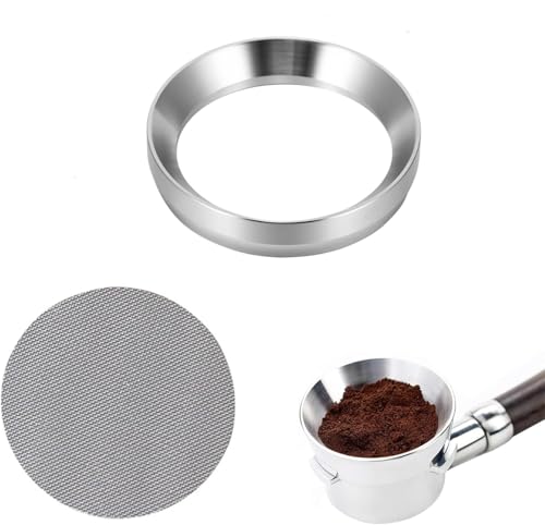Bessy shop Kaffee Dosierring 51mm und 51mm Puck Screen,Espresso Trichter Genauen Befüllen des Kaffeepulvers mit Wiederverwendbares 1.7mm Dicke 150μm Espresso Pucksieb,Espresso-Werkzeuge von Bessy shop