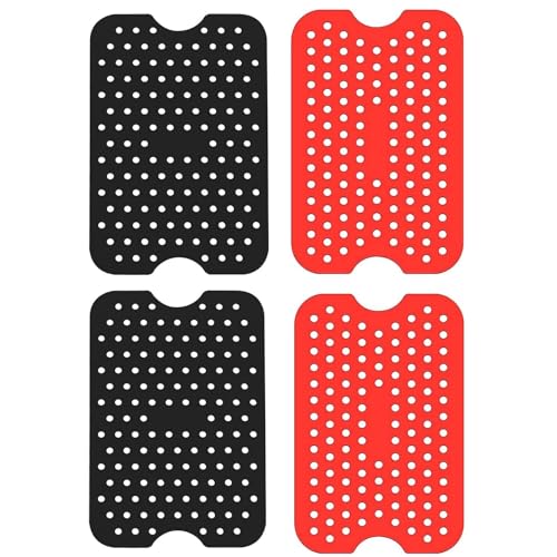 Luftfritteuseneinlagen Air,4 Stück Air Fryer Matten Liners,Luftfritteuse Pad Antihaft-Silikon Heißluftfritteuse Pad, Air Fryer Matten Liner wiederverwendbare hitzebeständige Matte für Luftfritteuse von Bessy shop