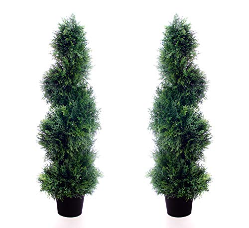 2 Künstliche (TM) 90 cm 3 ft Cedar Spiral Topiary Bäume Alt Buchsbaum * * UV-Verblassen geschützt * * von Best Artificial