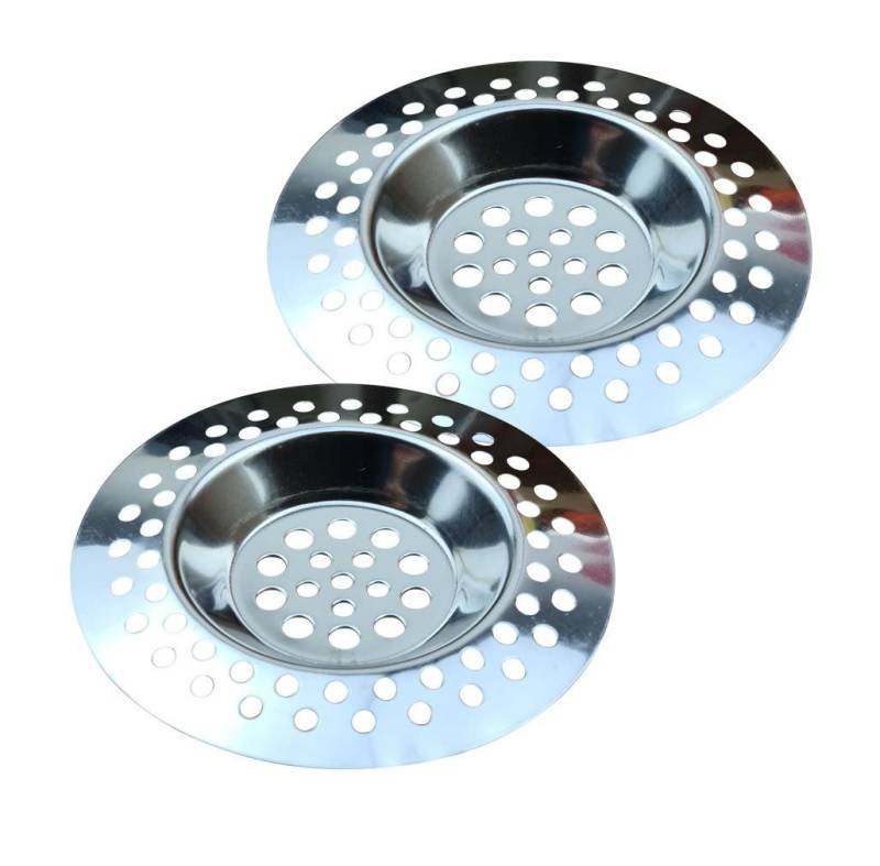 Best Choice Ablaufgarnitur Abflußsieb 2er Set 7 cm verchromt (Set, 2-St., Abfluss-Siebe) Abflußschutz Haarfänger Siebkörbchen Siebkorb Spülbeckensieb von Best Choice