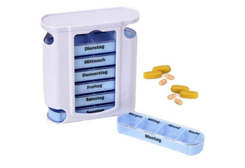 Jean Products Pillendose 4 Stück Pillenbox Deluxe (Stück, Pillenbox), Medikamentendosierer Tablettenbox Medikamenten-Dosierer von Jean Products
