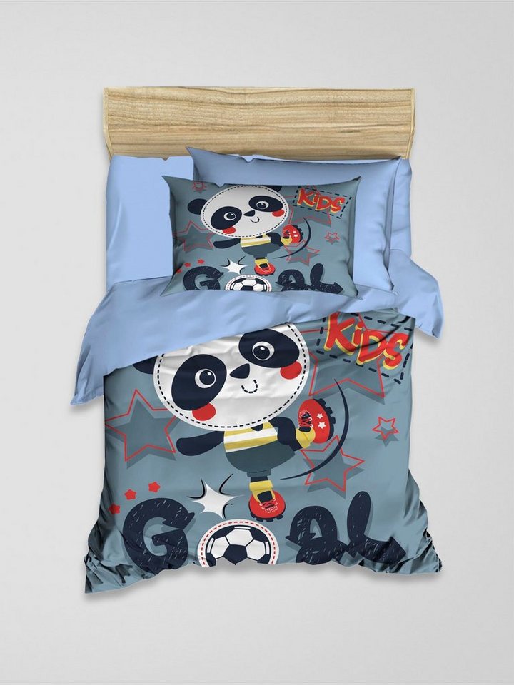 Babybettwäsche Renforcé Bettbezug-Kopfkissenbezug-Set für Baby «Fußball-Panda», Best Class, 100% Baumwolle, 2 teilig, 100% Renforcé Baumwolle Bettwäsche-Set mit 3D Muster von Best Class