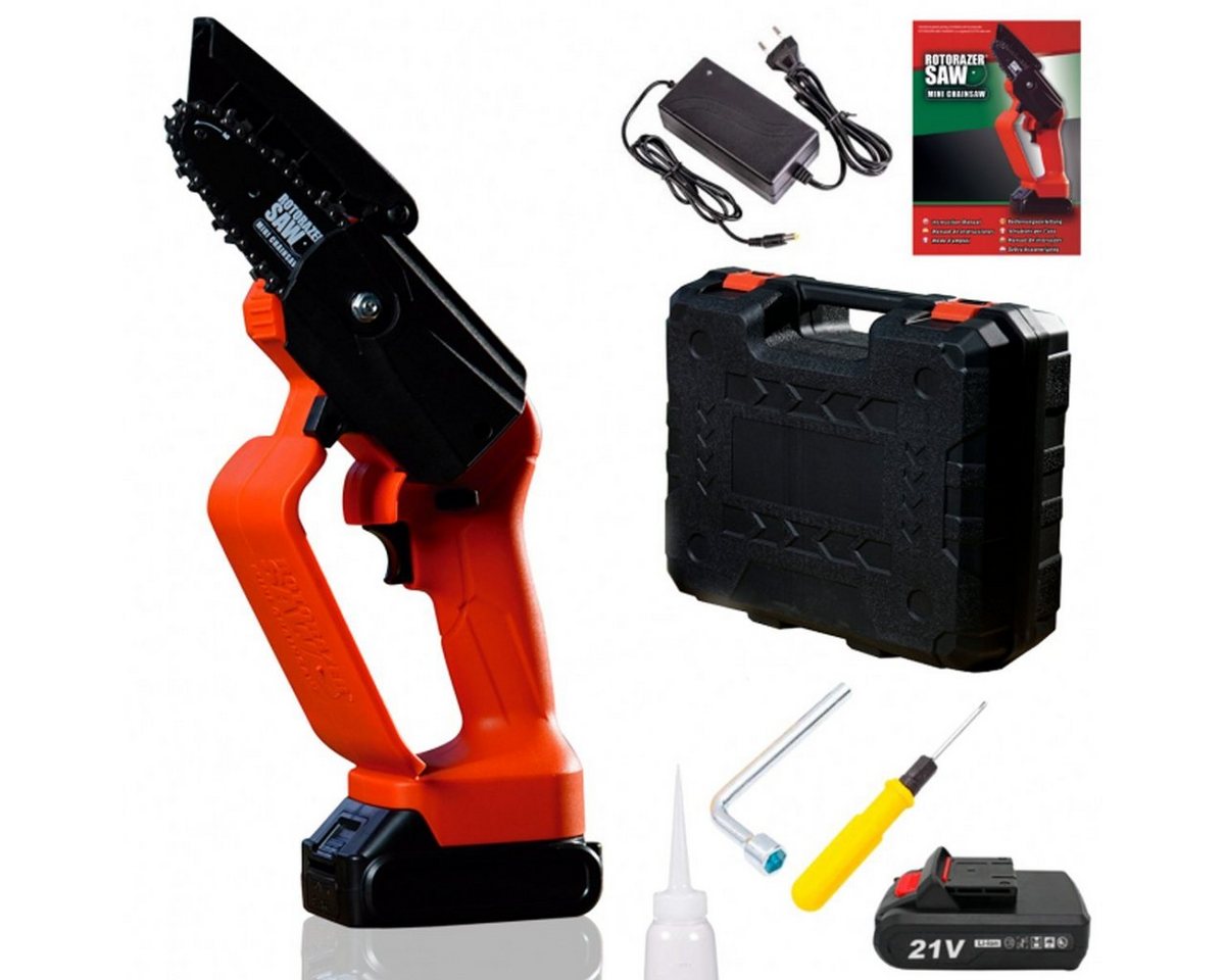 Best Direct® Akku-Kettensäge Rotorazer® Mini Chainsaw, Tragbare & leichte Kettensäge mit Akku, 21 Volt von Best Direct®