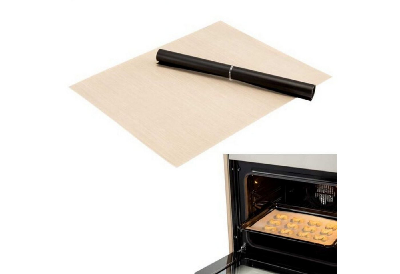 Best Direct® Backmatte Handy Roast®, Fiberglas (Spar Set, 2-tlg., 1er oder 2er Pack), Set wiederverwendbare Backmatte und Grillmatte, zuschneidbar von Best Direct®