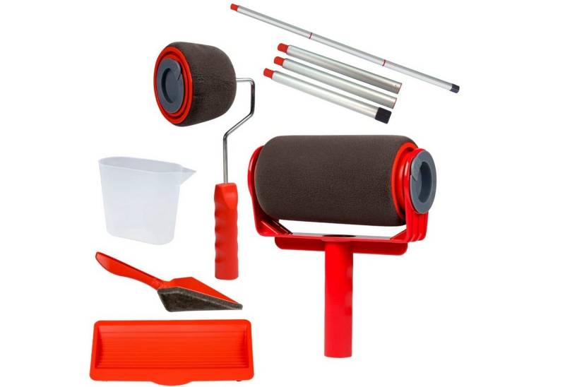 Best Direct® Farbroller Paint Racer® befüllbarer Farbroller (Spar Set, 6-St., mit Teleskop / Verlängerungsstange), Farbroller mit Tank, Set Multifunktion für Büro, Malerei, Wand, Decke von Best Direct®