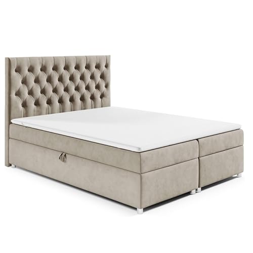 Best For Home Trinity K14 Boxspringbett mit 7-Zonen Bonell-Federkernmatratze | Boxspringbett 160x200 | Boxsprintbett mit Matratze Und Stauraum | Polsterbett 160x200 - Lieferung bis Bordsteinkante von Best For Home