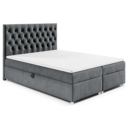 Best For Home Trinity K14 Boxspringbett mit 7-Zonen Bonell-Federkernmatratze | Boxspringbett 200x200 | Boxsprintbett mit Matratze Und Stauraum | Polsterbett 200x200 - Lieferung bis Bordsteinkante von Best For Home