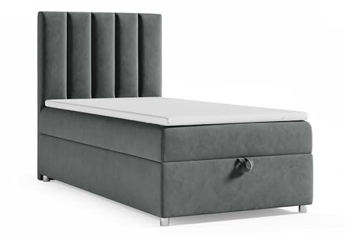 Best For Home Boxspringbett mit Bettkasten Trinity K10-SINGLE Bonellfederkern inkl. Topper (Graphit, 100x200) von Best For Home