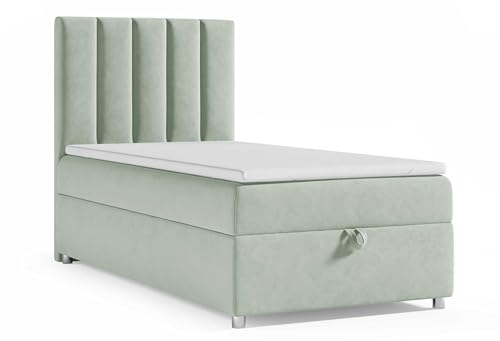 Best For Home Trinity K10 EinzelBett | Boxspringbett 100x200 mit Bonell Federkernmatratze 100x200 | MatratzenTopper 100x200 | Bett mit Matratze | Bett mit Stauraum von Best For Home