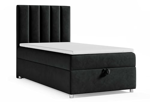 Best For Home Boxspringbett mit Bettkasten Trinity K10-SINGLE Bonellfederkern inkl. Topper (Schwarz, 100x200) von Best For Home