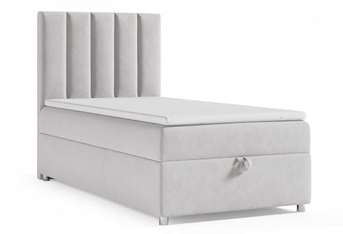 Best For Home Boxspringbett mit Bettkasten Trinity K10-SINGLE Bonellfederkern inkl. Topper (Silber, 100x200) von Best For Home