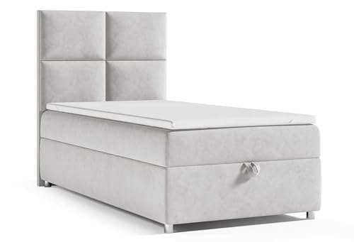 Best For Home Boxspringbett mit Bettkasten Trinity K2-Single Bonellfederkern inkl. Topper (Silber, 90x200) von Best For Home