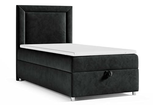 Best For Home Boxspringbett mit Bettkasten Trinity K3-Single Bonellfederkern inkl. Topper (Schwarz, 70x200) von Best For Home