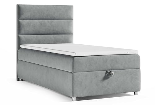 Best For Home Boxspringbett mit Bettkasten Trinity K4-Single Bonellfederkern inkl. Topper (Grau, 100x200) von Best For Home