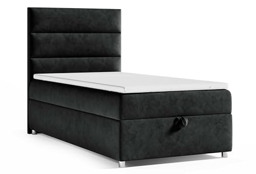 Best For Home Boxspringbett mit Bettkasten Trinity K4-Single Bonellfederkern inkl. Topper (Schwarz, 90x200) von Best For Home