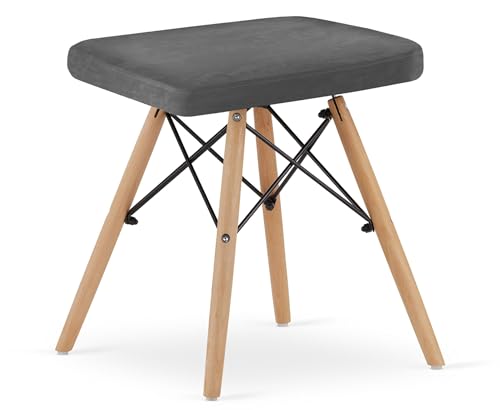 Best For Home Hocker - graues Samt/natürliche Beine (Hocker - graues x 1) von Best For Home