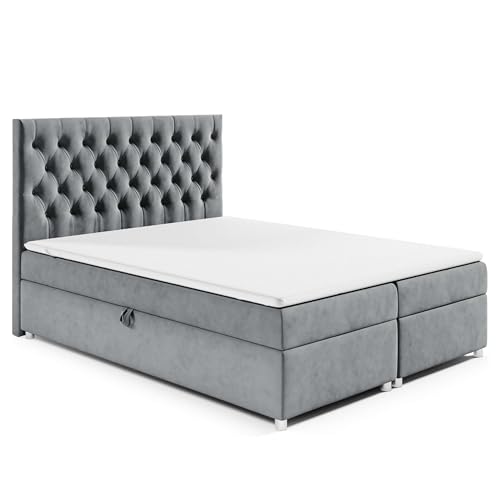 Best For Home Trinity K14 Boxspringbett mit 7-Zonen Bonell-Federkernmatratze | Boxspringbett 140x200 | Boxsprintbett mit Matratze Und Stauraum | Polsterbett 140x200 - Lieferung bis Bordsteinkante von Best For Home