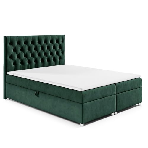 Best For Home Trinity K14 Boxspringbett mit 7-Zonen Bonell-Federkernmatratze | Boxspringbett 200x200 | Boxsprintbett mit Matratze Und Stauraum | Polsterbett 200x200 - Lieferung bis Bordsteinkante von Best For Home