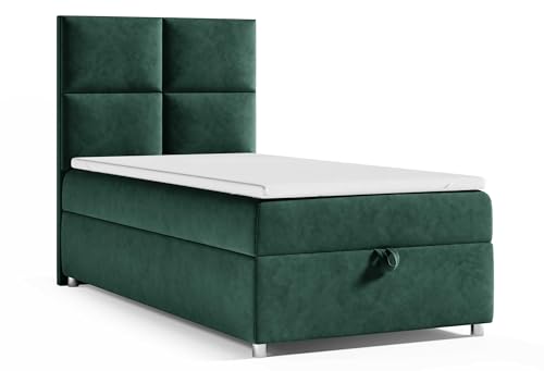 Best For Home Trinity K2 Boxspringbett Single Bonellfederkern | Boxspringbett mit Matratze und Topper | Boxspringbett 100x200 mit Bettkasten| Einzelbett | Polsterbett - Lieferung an die Bordsteinkante von Best For Home