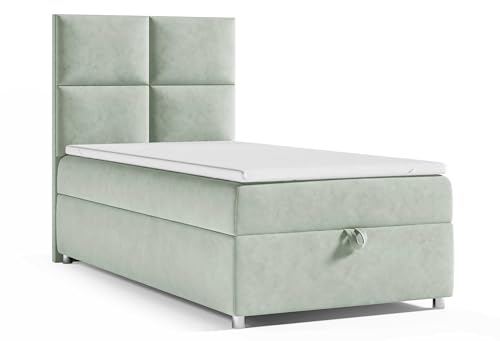Best For Home Trinity K2 Boxspringbett Single Bonellfederkern | Boxspringbett mit Matratze und Topper | Boxspringbett 100x200 mit Bettkasten| Einzelbett | Polsterbett - Lieferung an die Bordsteinkante von Best For Home