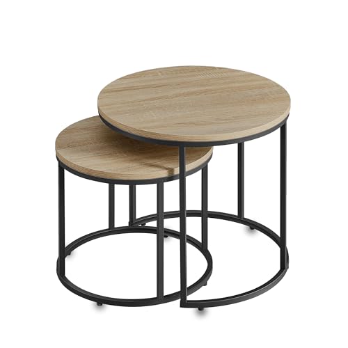 Best For Home |Rundes Couchtisch-Set aus 2 | Couchtisch Eiche/Schwarze Beine |Beistelltisch |Wohnzimmertisch mit Metallgestell| Industriedesign |Selbstmontage | Couch Tisch Sonoma Eiche |Satztische Best For Home |Rundes Couchtisch-Set aus 2 | Couchtisch Eiche/Schwarze Beine |Beistelltisch |Wohnzimmertisch mit Metallgestell| Industriedesign |Selbstmontage | Couch Tisch Sonoma Eiche |Satztische von Best For Home