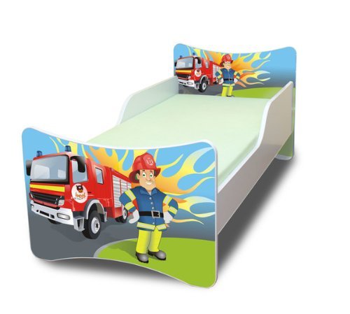 Best For Kids Kinderbett mit Schaummatratze mit TÜV Zertifiziert 90x200 30 Designs (Feuerwehr) von Best For Kids