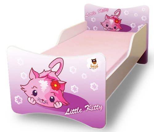 Best For Kids Kinderbett mit Schaummatratze mit TÜV Zertifiziert 90x200 30 Designs (Litte Kitty) von Best For Kids