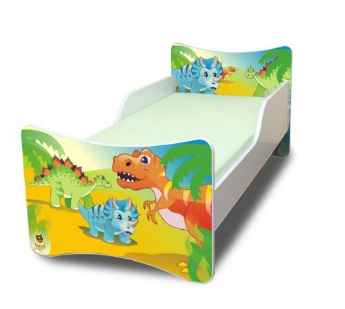 Best For Kids BFK Babybett Kinderbett mit Schaummatratze mit TÜV Zertifiziert Jugendbett 70x140 + Matratze + Lattenrost (Dinosaurier) von Best For Kids
