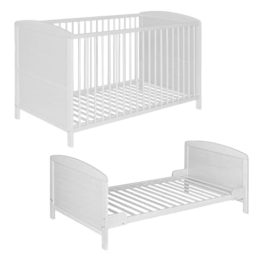 Best For Kids Gitterbett 2 in 1 Patrick 70x140 cm Juniorbett Kinderbett Babybett in Zwei Farben ohne Matratze, Baby Crib, Bett Baby, Umbaubar - Komplett Set Bebek Yatagi & Baby Cot (Weiß) von Best For Kids