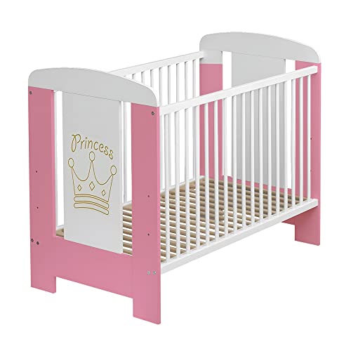 Best For Kids My Sweet Baby Gitterbett in 3 Farben, TÜV Zertifiziert - Kinderbett 60x120 ohne Schaumstoff-Matratze, Baby Cot, Baby Bed, Bett Baby, weiß, 4-teilig (Rosa-Princess ohne Matratze) von Best For Kids