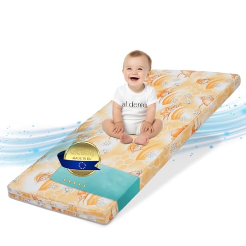 Best For Kids - Kindermatratze 60x120 | klappbare Kindermatratze | Babybettmatratze 60x120 | Kinder Rollmatratze | Reisebett-Schaumstoffmatratze | Kinderbettmatratze mit Mikrofaserbezug (Orange) von Best For Kids