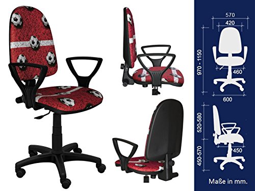Best For Kids Kinderschreibtischstuhl Jugend-Bürostuhl Kinder-Drehstuhl Formel1 F1 Motor Princess Girl Lady Football (BRED Futbol-ROT) von 4myBaby GmbH