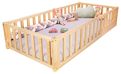 Best For Kids Natur Kinderbett mit Rausfallschutz Montessori 140x200 Mit Matratze von Best For Kids