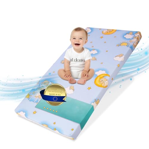 Best For Kids - Kindermatratze | klappbare Kindermatratze | Babybettmatratze | Kinder Rollmatratze | Reisebett-Schaumstoffmatratze | Kinderbettmatratze mit Mikrofaserbezug (Blau) von Best For Kids