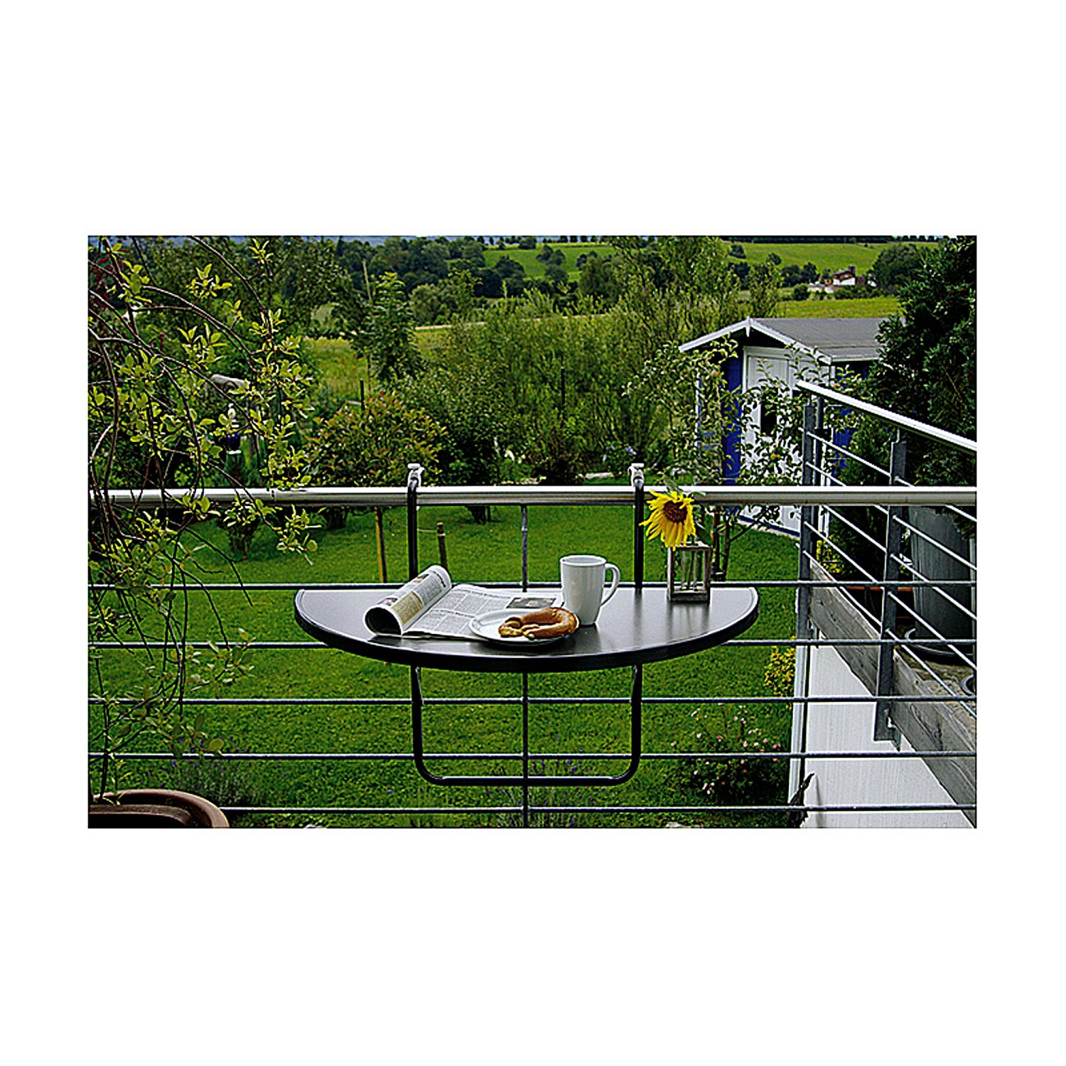 Balkon-Hängetisch halbrund 100 cm x 50 cm anthrazit von Best Freizeitmöbel