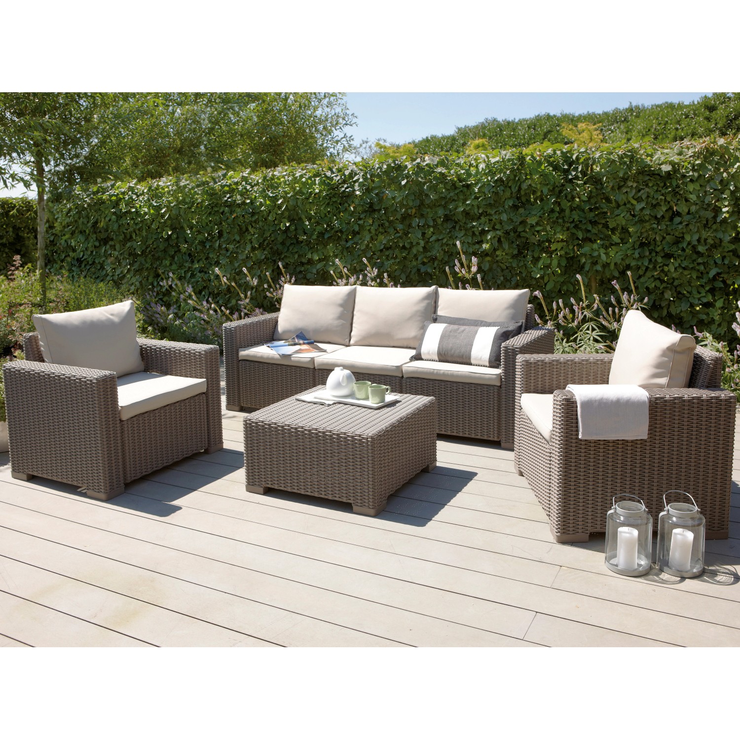 Best Garten-Lounge-Set Mombasa 4-teilig aus Polyrattan Cappuccino/Sand von Best Freizeitmöbel