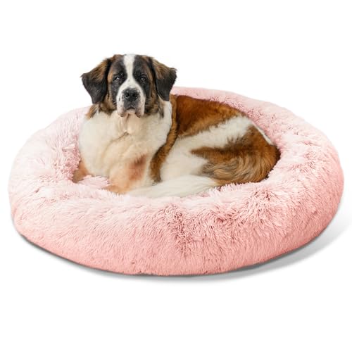 Best Friends by Sheri The Original Calming Donut Katzen- und Hundebett, Zottelfell, Baumwolle, Bonbonrosa, Größe XL, 114,3 cm von Best Friends by Sheri