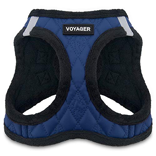 Voyager Step-In Plüsch Hundegeschirr - Weicher Plüsch Step In Vest Geschirr für kleine und mittelgroße Hunde von Best Pet Supplies - Königsblau Kunstleder, XS (Brustumfang: 33-36,8 cm) von Best Pet Supplies