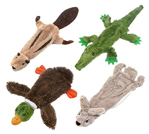 Best Pet Supplies 2-in-1 Hundespielzeug mit Quietschelement, mittelgroß, (Wilde Ente, Hase, Eichhörnchen, Alligator-Paket) (PT07-08-45-47-M) von Best Pet Supplies