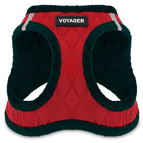 Voyager Step-In Plüsch Hundegeschirr - Weicher Plüsch Step In Vest Geschirr für kleine und mittelgroße Hunde von Best Pet Supplies - Red Plüsch, M (Brustumfang: 40,6-45,7 cm) von Best Pet Supplies