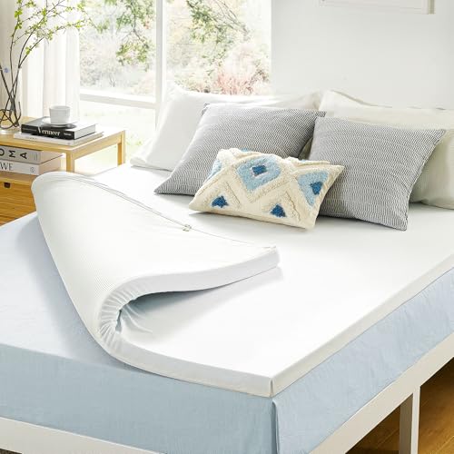 Best Price Mattress Matratzenauflage aus Gel-Memory-Schaum mit Bezug, CertiPUR-US-Zertifiziert, Schlafsaal-Essentials, Short Queen von Best Price Mattress